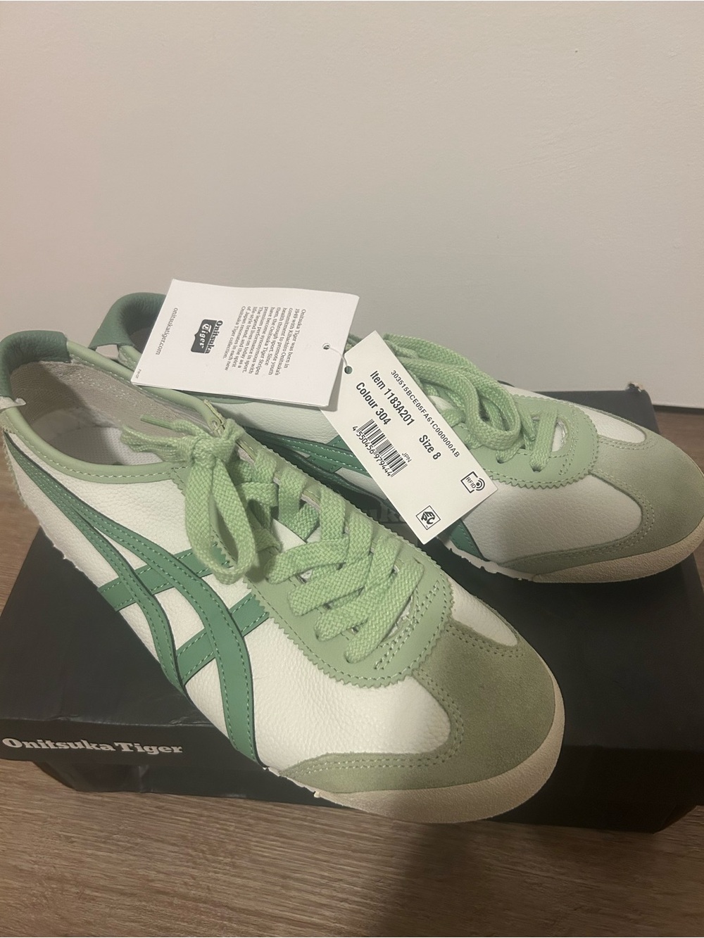 Onitsuka Tiger Mexico 66 Sneakers in Airy Green & White,8 men’s or 9 1/2 women’s